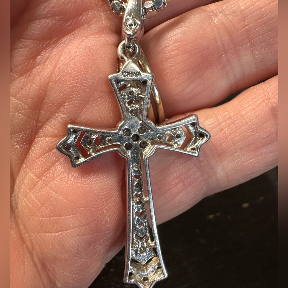 925 Affinity Diamond Cross Enhancer Necklace - image 3
